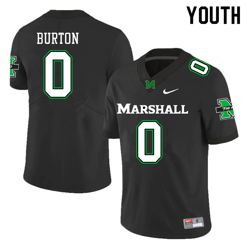 Youth #0 Sam Burton Marshall Thundering Herd College Football Jerseys Sale-Black - Click Image to Close